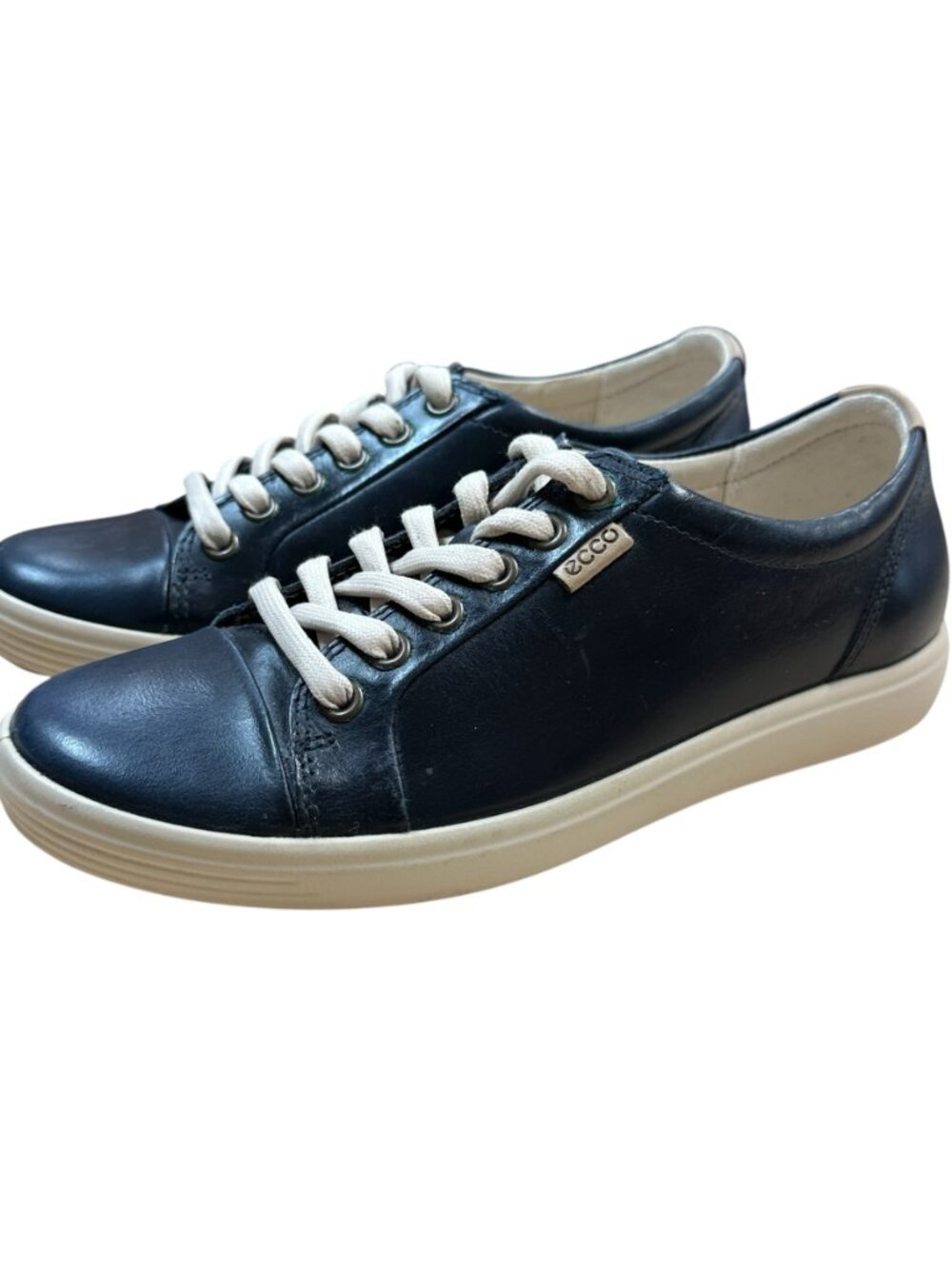 ECCO Women's Navy Blue Leather Lace Up Sneakers Size 5-5.5 Euro 36 - Picture 3 of 5